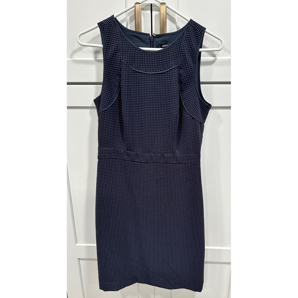 J.Crew Mercantile Navy‎ Blue Polka Dot Sleeveless Sheath Dress Size 2